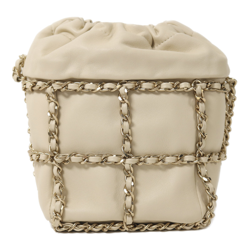CHANEL 羊皮皮革Bucket Chain Bag鏈帶肩背袋-1