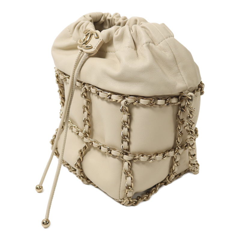 CHANEL 羊皮皮革Bucket Chain Bag鏈帶肩背袋-2