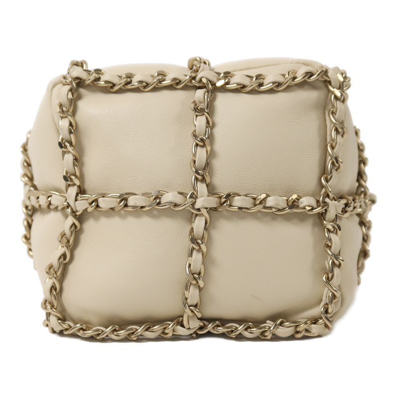 CHANEL 羊皮皮革Bucket Chain Bag鏈帶肩背袋-3