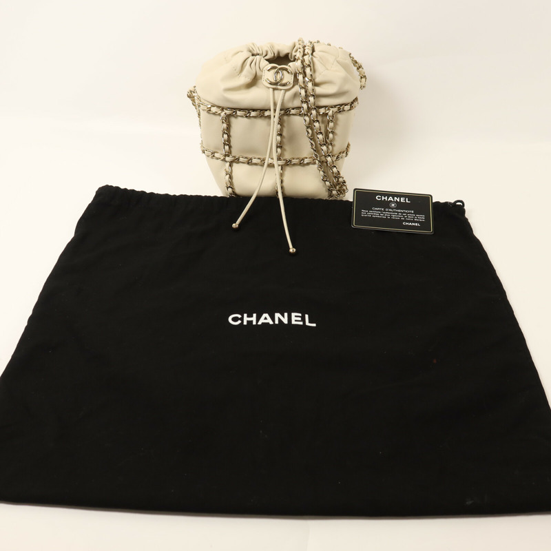 CHANEL 羊皮皮革Bucket Chain Bag鏈帶肩背袋-9