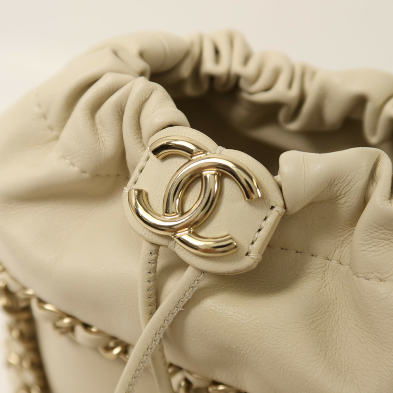 CHANEL 羊皮皮革Bucket Chain Bag鏈帶肩背袋-10