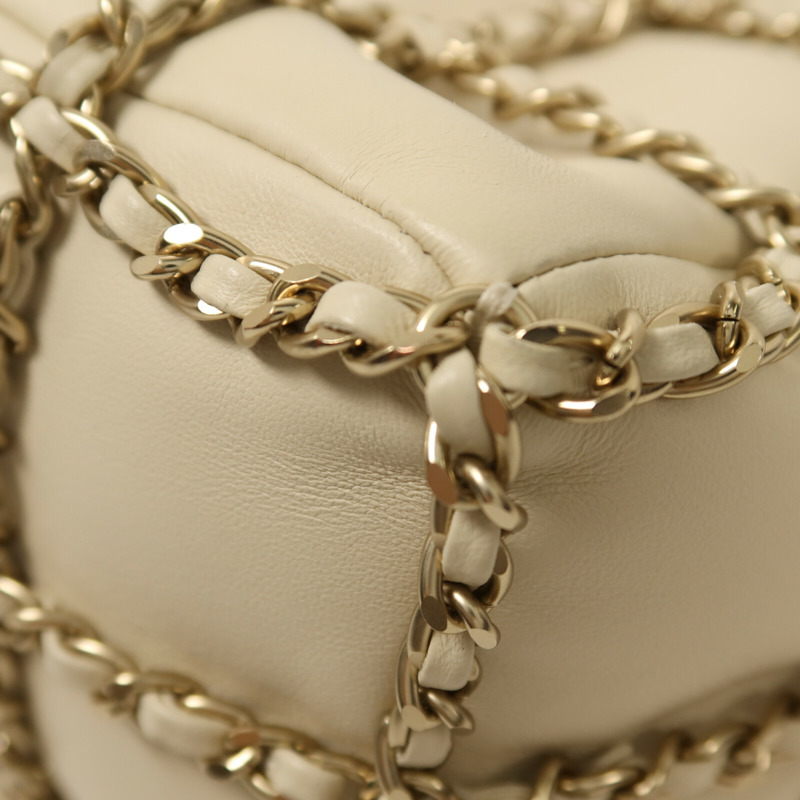 CHANEL 羊皮皮革Bucket Chain Bag鏈帶肩背袋-12