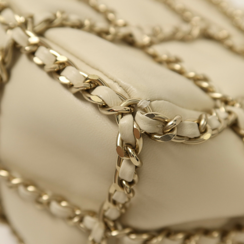 CHANEL 羊皮皮革Bucket Chain Bag鏈帶肩背袋-14