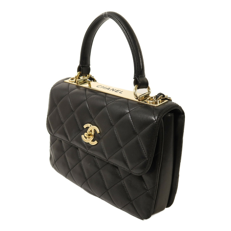 CHANEL 羊皮皮革Trendy CC Top Handle Bag金扣鏈帶手挽肩背兩用袋-2