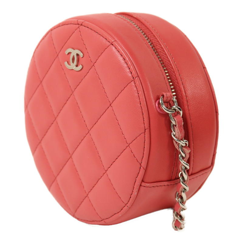 CHANEL 羊皮皮革Round Chain Shoulder Bag銀扣鏈帶肩背袋-2