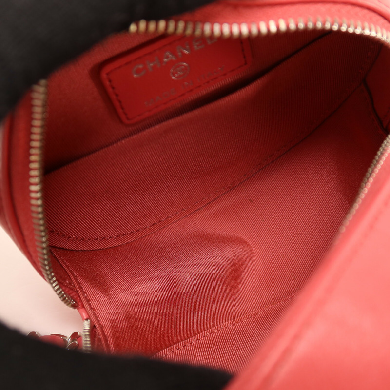 CHANEL 羊皮皮革Round Chain Shoulder Bag銀扣鏈帶肩背袋-4