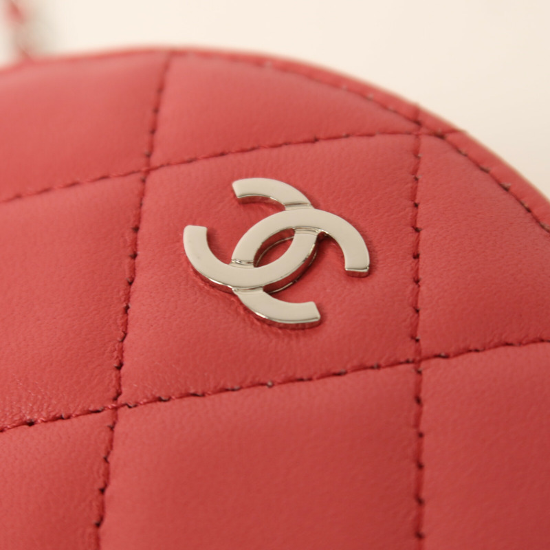 CHANEL 羊皮皮革Round Chain Shoulder Bag銀扣鏈帶肩背袋-10