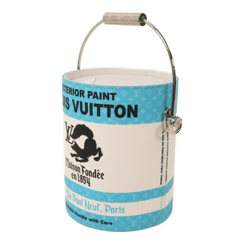 LOUIS VUITTON 塗層帆布/牛皮皮革Paint Can銀扣手挽肩背兩用袋-2