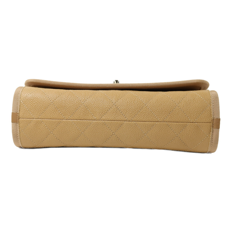 CHANEL 牛皮皮革Chain Shoulder銀扣鏈帶手挽肩背兩用袋-3