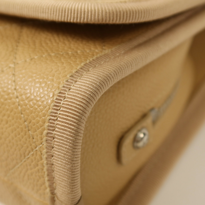 CHANEL 牛皮皮革Chain Shoulder銀扣鏈帶手挽肩背兩用袋-12