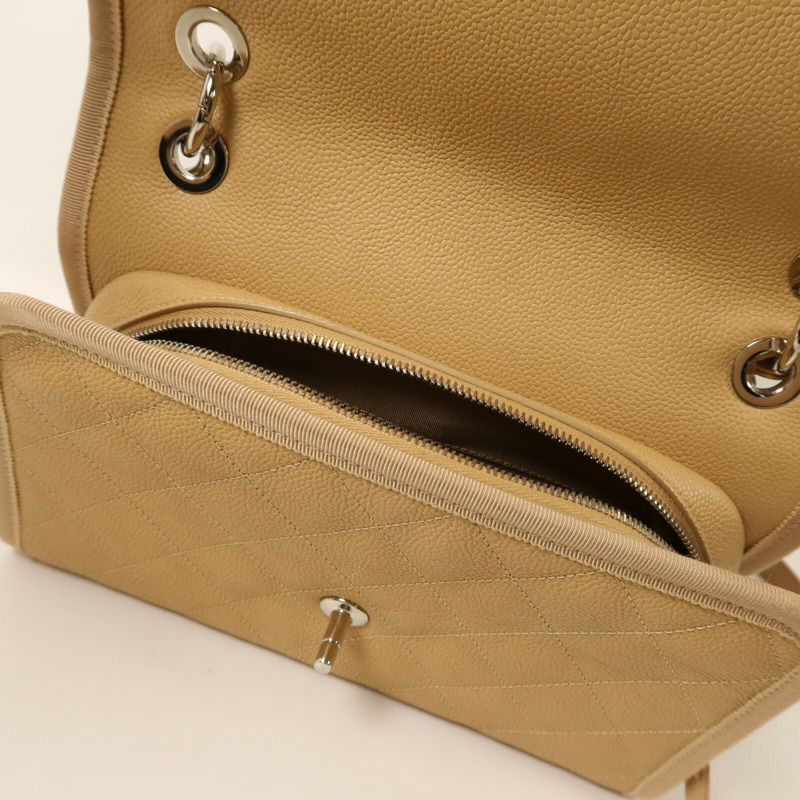 CHANEL 牛皮皮革Chain Shoulder銀扣鏈帶手挽肩背兩用袋-16