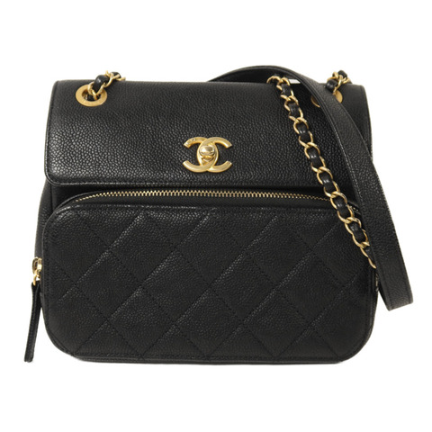 CHANEL 牛皮皮革Chain Shoulder金扣鏈帶肩背袋