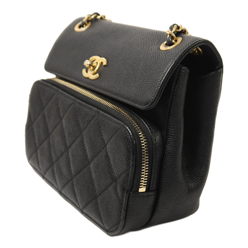 CHANEL 牛皮皮革Chain Shoulder金扣鏈帶肩背袋-2