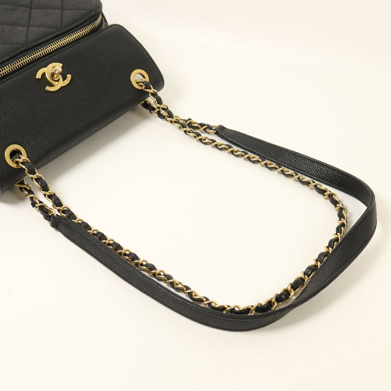 CHANEL 牛皮皮革Chain Shoulder金扣鏈帶肩背袋-8