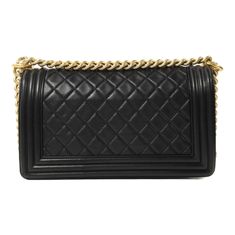 CHANEL 羊皮皮革Boy 25金扣鏈帶肩背袋-1