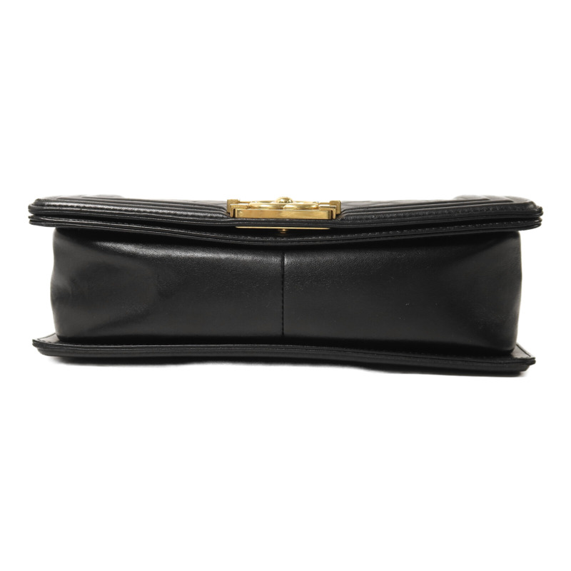 CHANEL 羊皮皮革Boy 25金扣鏈帶肩背袋-3