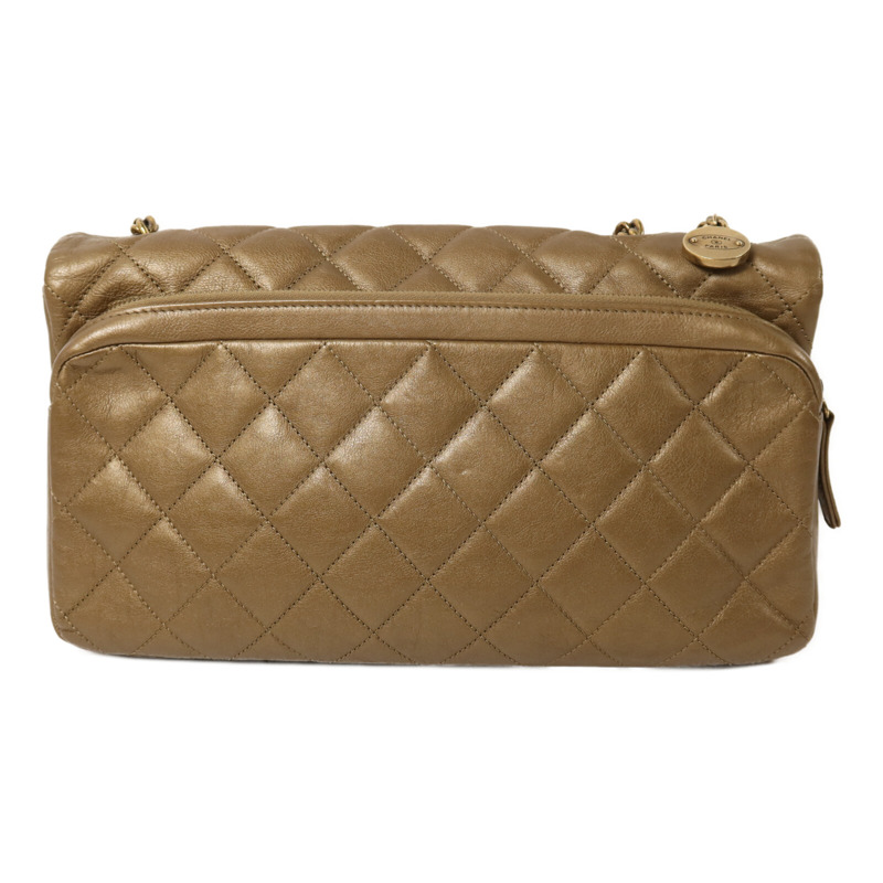 CHANEL 牛皮皮革Chain Shoulder金扣鏈帶肩背袋-1