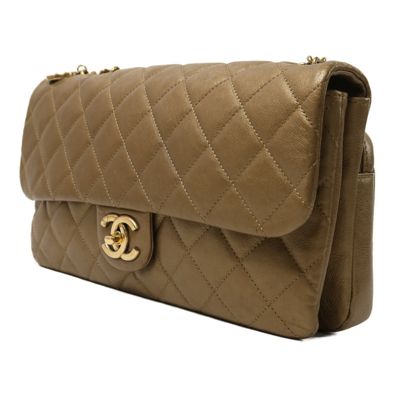 CHANEL 牛皮皮革Chain Shoulder金扣鏈帶肩背袋-2