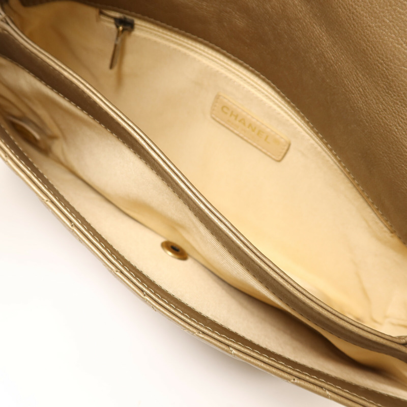 CHANEL 牛皮皮革Chain Shoulder金扣鏈帶肩背袋-4