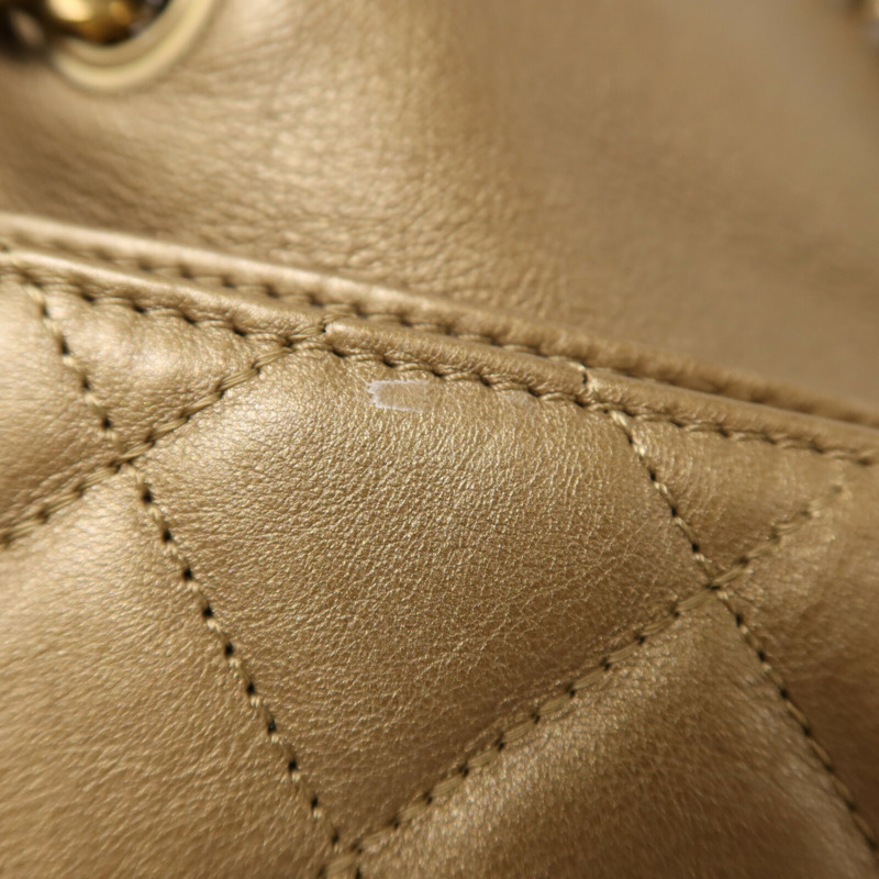 CHANEL 牛皮皮革Chain Shoulder金扣鏈帶肩背袋-12