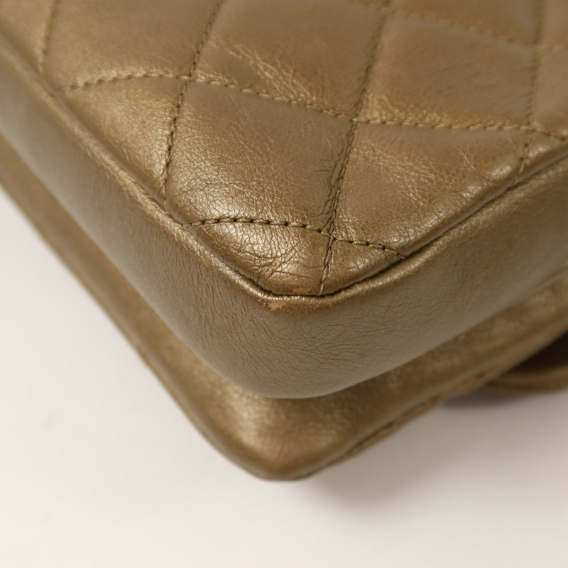 CHANEL 牛皮皮革Chain Shoulder金扣鏈帶肩背袋-18