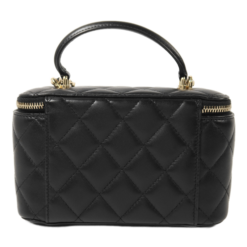 CHANEL 羊皮皮革Vanity Case金扣鏈帶手挽肩背兩用袋-1