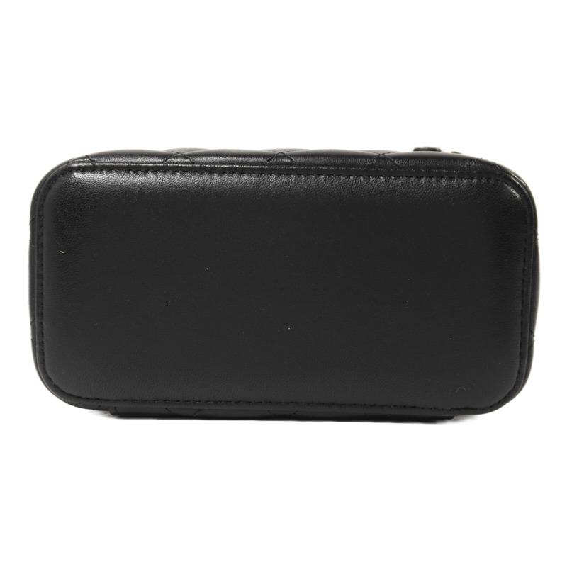 CHANEL 羊皮皮革Vanity Case金扣鏈帶手挽肩背兩用袋-3