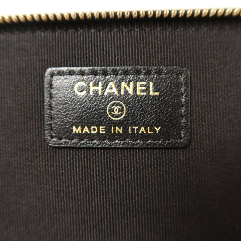 CHANEL 羊皮皮革Vanity Case金扣鏈帶手挽肩背兩用袋-12