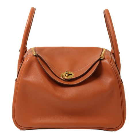 HERMES Evercolor皮革Lindy 26金扣手挽肩背兩用袋Cuivre