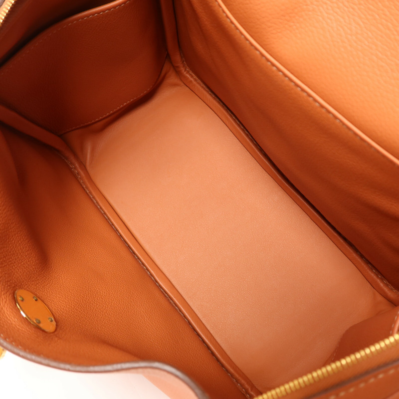 HERMES Evercolor皮革Lindy 26金扣手挽肩背兩用袋Cuivre-4