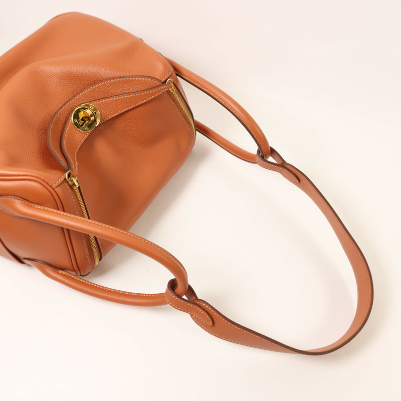 HERMES Evercolor皮革Lindy 26金扣手挽肩背兩用袋Cuivre-7