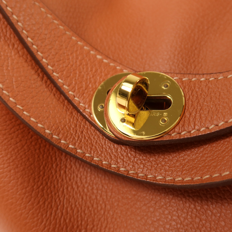 HERMES Evercolor皮革Lindy 26金扣手挽肩背兩用袋Cuivre-8