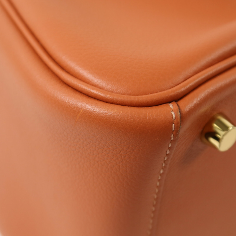 HERMES Evercolor皮革Lindy 26金扣手挽肩背兩用袋Cuivre-10