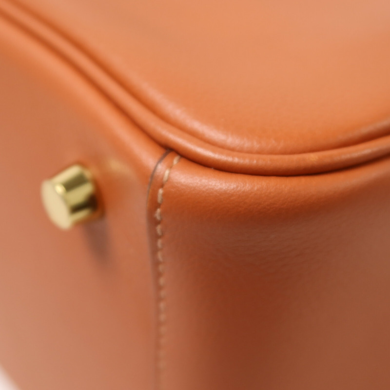 HERMES Evercolor皮革Lindy 26金扣手挽肩背兩用袋Cuivre-13