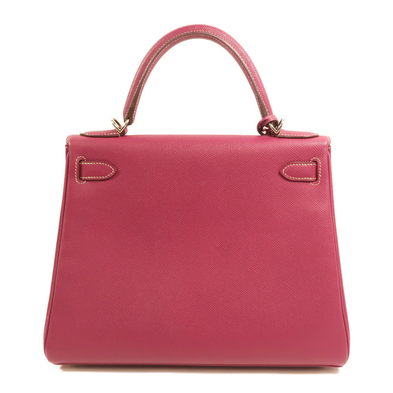 HERMES Epsom皮革Kelly 28銀扣手挽肩背兩用袋 Rose Tyrien/Rose Pourpre-1
