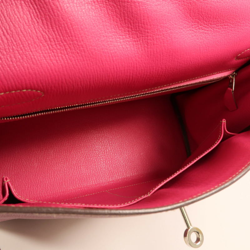 HERMES Epsom皮革Kelly 28銀扣手挽肩背兩用袋 Rose Tyrien/Rose Pourpre-4