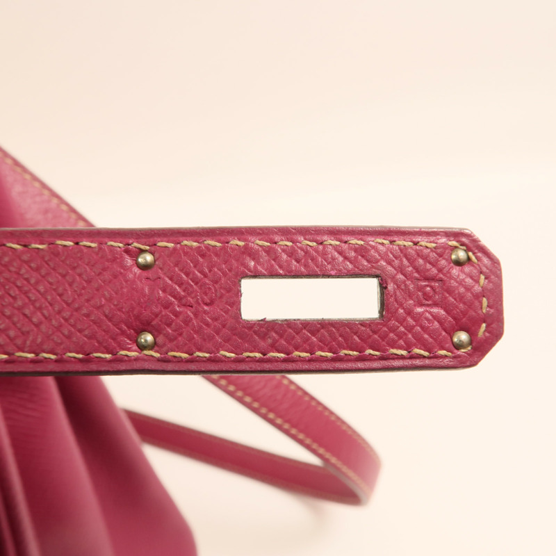 HERMES Epsom皮革Kelly 28銀扣手挽肩背兩用袋 Rose Tyrien/Rose Pourpre-6