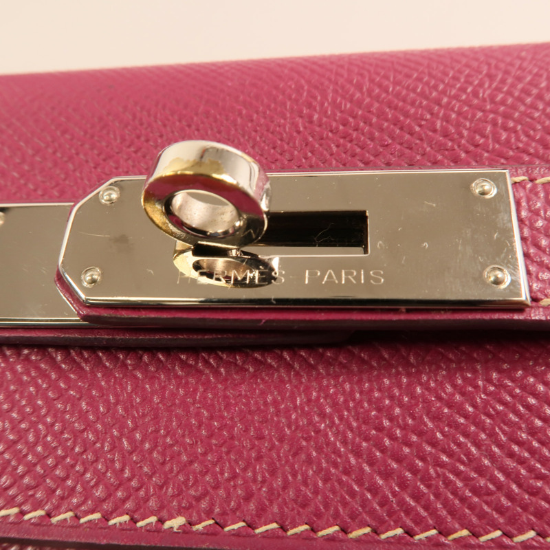 HERMES Epsom皮革Kelly 28銀扣手挽肩背兩用袋 Rose Tyrien/Rose Pourpre-8