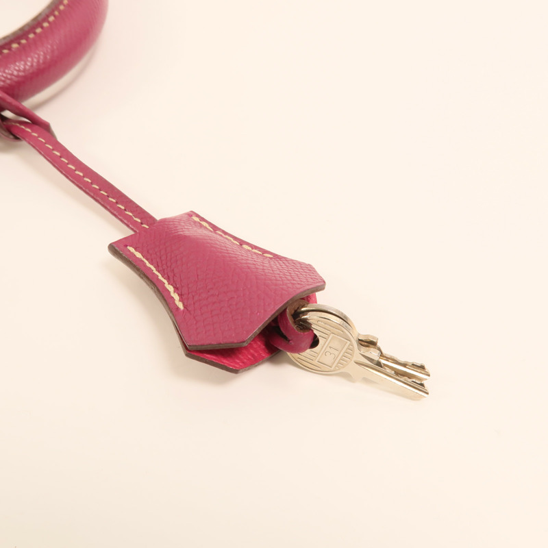 HERMES Epsom皮革Kelly 28銀扣手挽肩背兩用袋 Rose Tyrien/Rose Pourpre-14