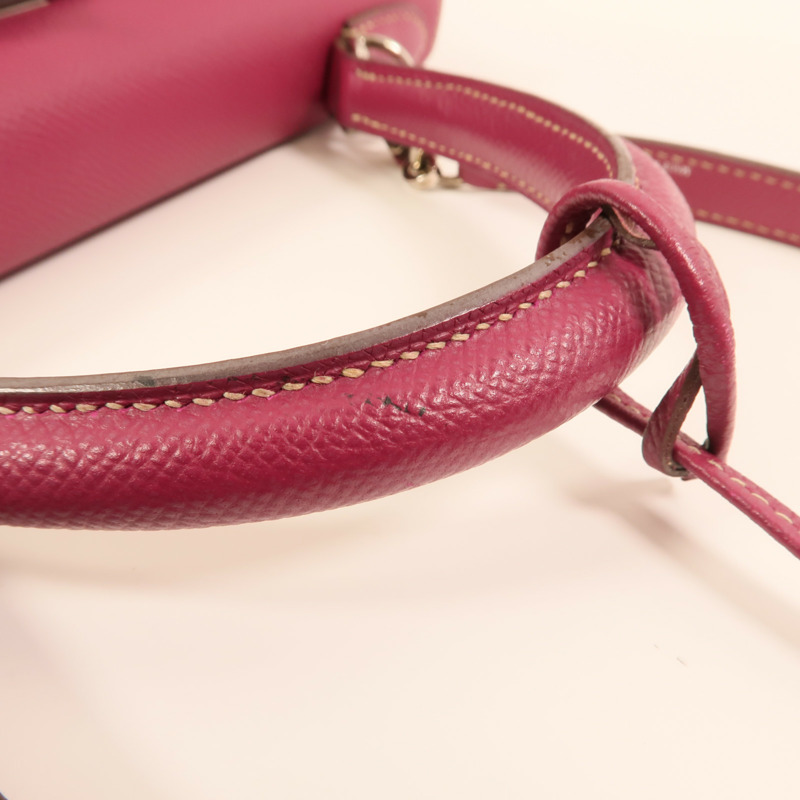 HERMES Epsom皮革Kelly 28銀扣手挽肩背兩用袋 Rose Tyrien/Rose Pourpre-17