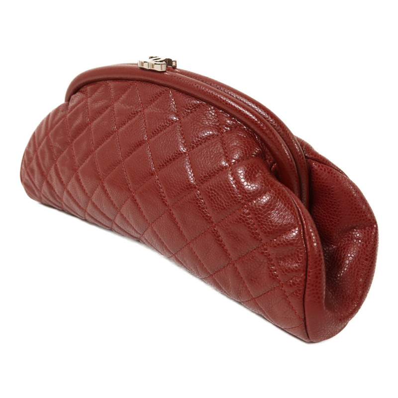 CHANEL 牛皮皮革Clutch銀扣手拿包-2