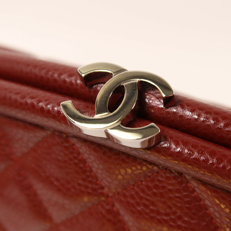 CHANEL 牛皮皮革Clutch銀扣手拿包-5