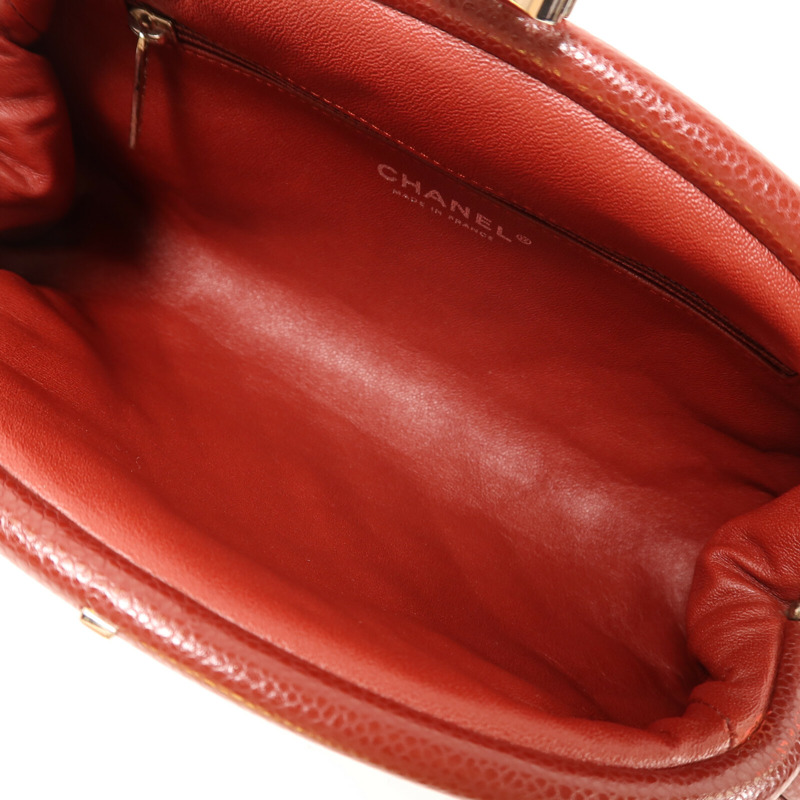 CHANEL 牛皮皮革Clutch銀扣手拿包-6