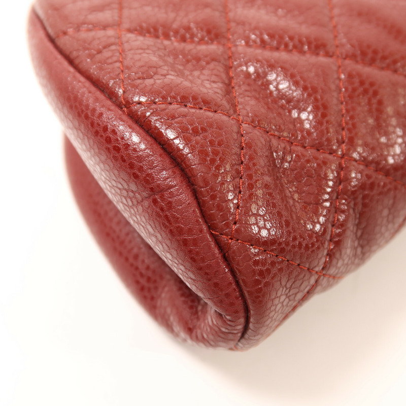 CHANEL 牛皮皮革Clutch銀扣手拿包-9