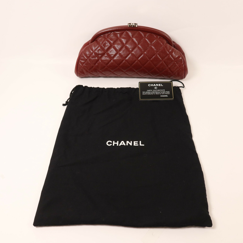 CHANEL 牛皮皮革Clutch銀扣手拿包-13