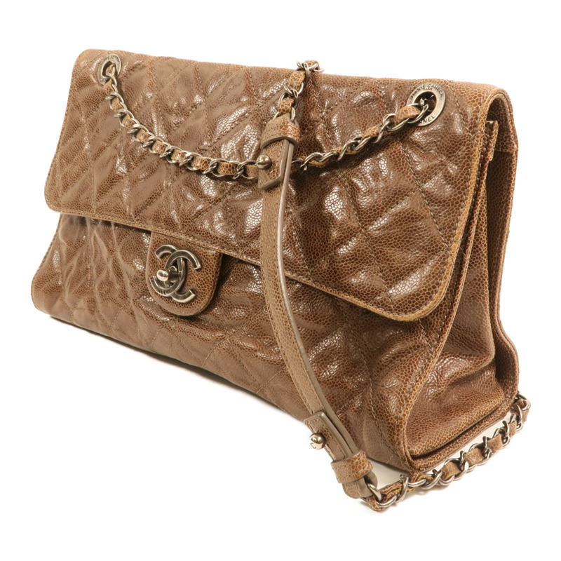 CHANEL 牛皮皮革Chain Shoulder銀扣鏈帶肩背袋-2