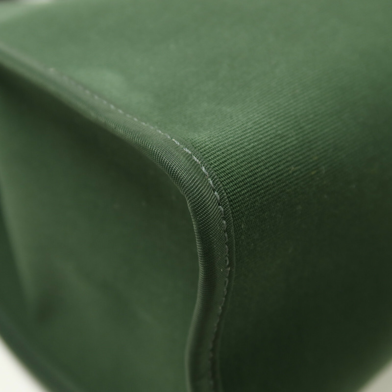 HERMES 帆布Herbag PM銀扣手挽肩背兩用袋Vert Anglais-8