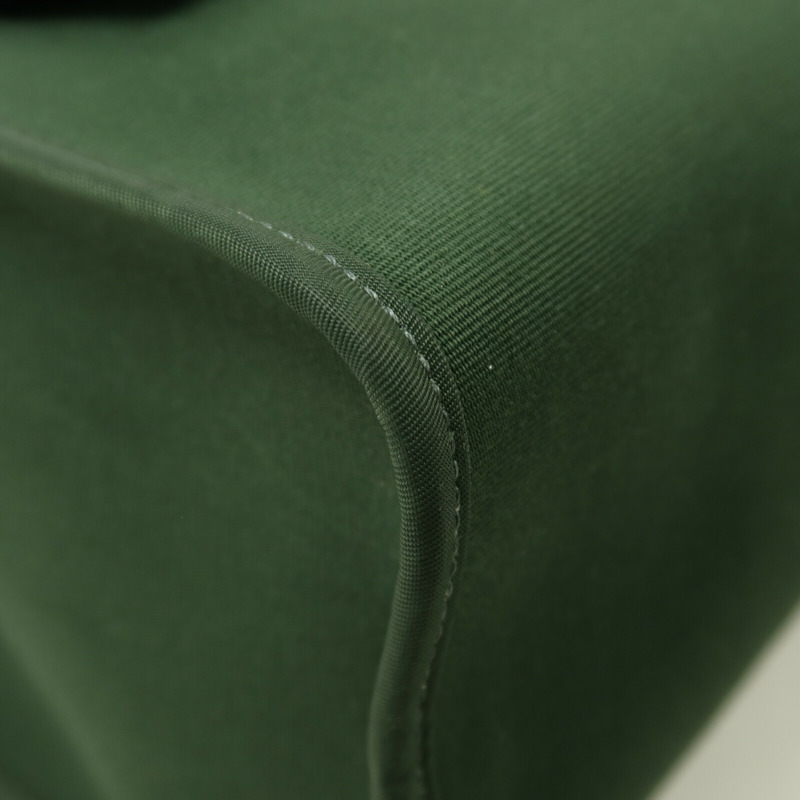 HERMES 帆布Herbag PM銀扣手挽肩背兩用袋Vert Anglais-10