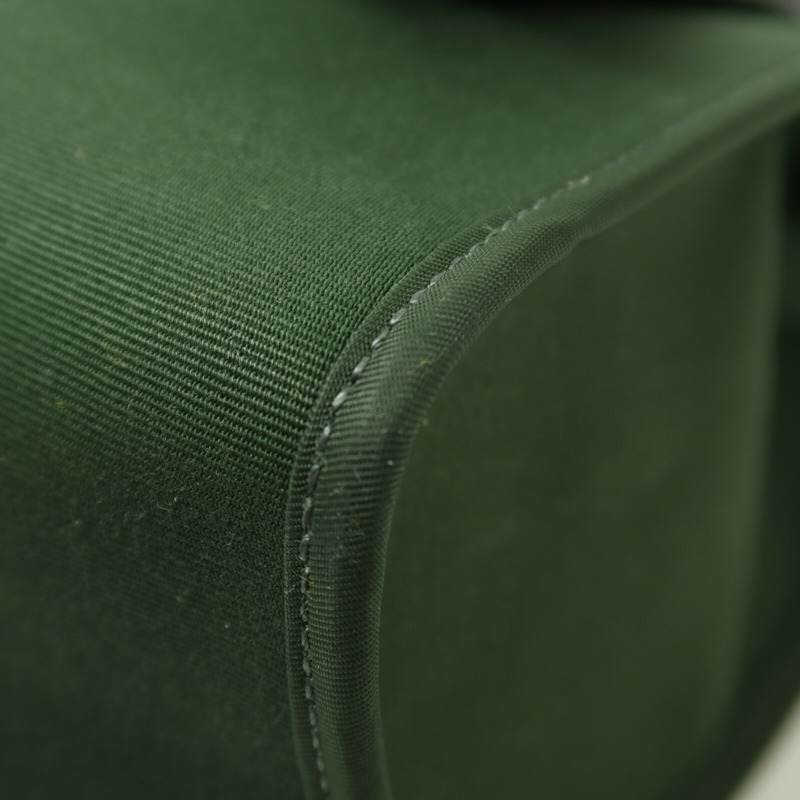 HERMES 帆布Herbag PM銀扣手挽肩背兩用袋Vert Anglais-11