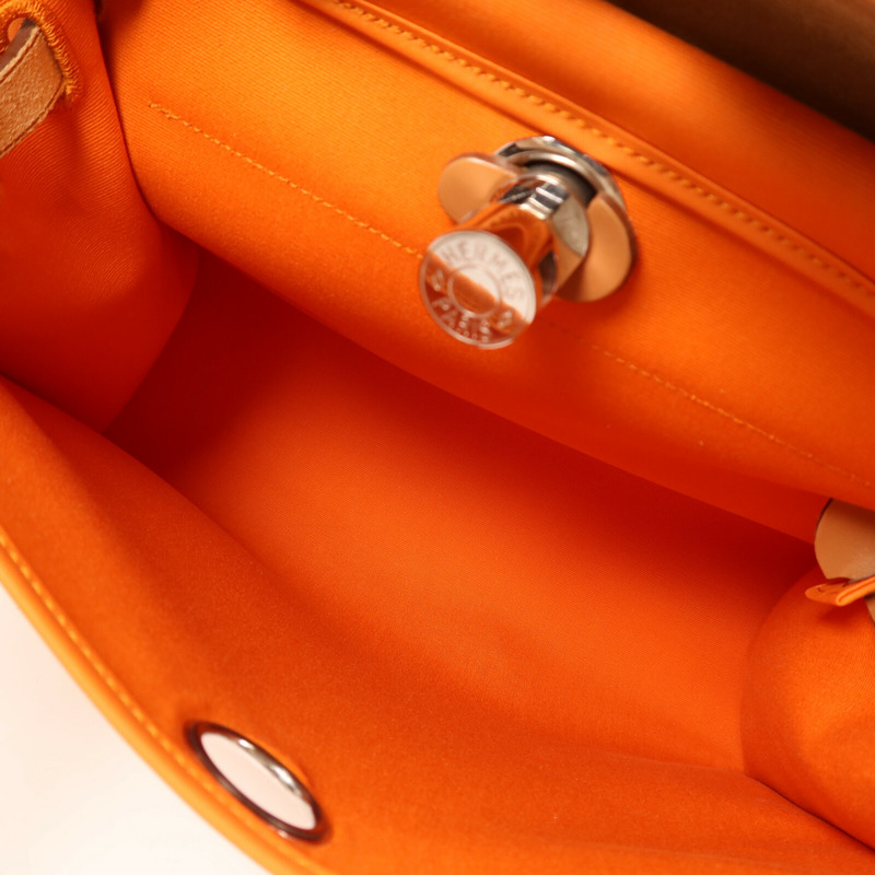 HERMES 帆布Herbag PM銀扣手挽肩背兩用袋Orange-13